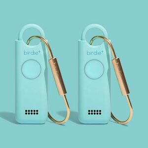 Set of 2 New Birdie Personal Safety Alarm, Brand New, Aqua Blue and Gold